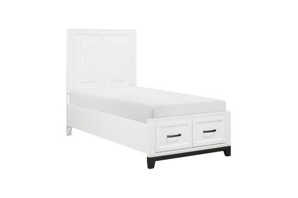 Garretson Twin Platform Bed with Footboard Storage - White