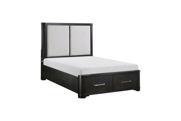 Gilbert Queen Platform Bed with Footboard Storage - Charcoal