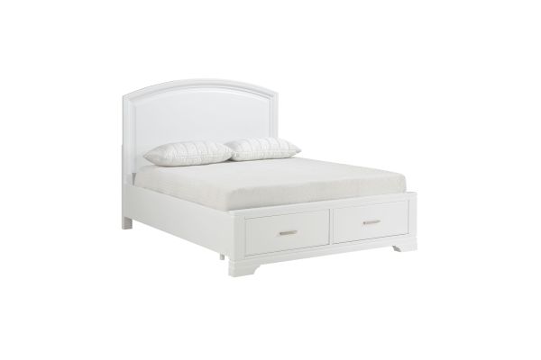 Hudson Queen Platform Bed with Footboard Storage - White