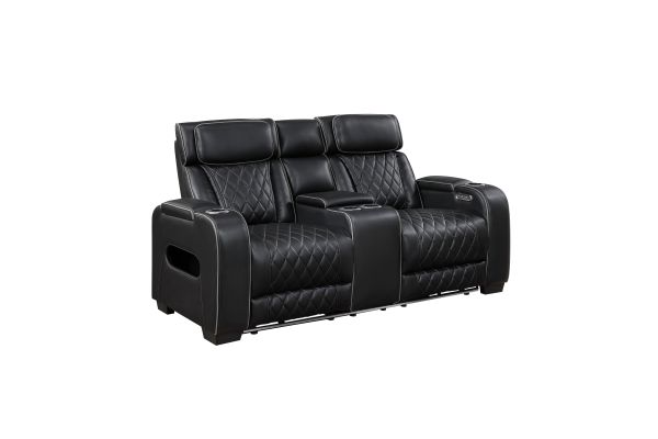 Fairway Power Double Reclining Loveseat - Black