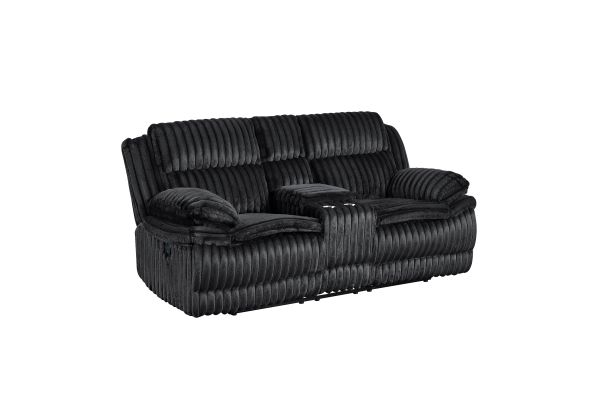 Goodland Double Reclining Loveseat with Center Console - Black