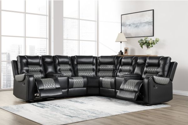 Hart 3-Piece Sectional - Black/Gray