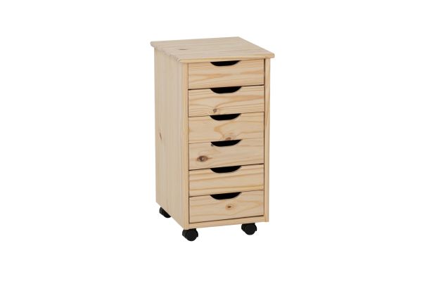 Rudy Natural 6-Drawer Rolling Storage Cart