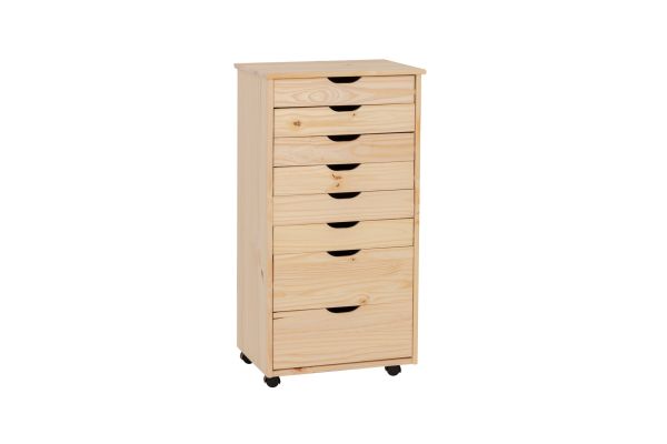 Rudy Natural 8-Drawer Rolling Storage Cart