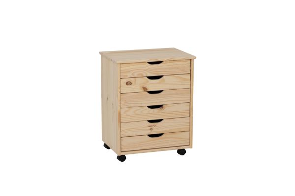 Rudy Natural 6-Drawer Wide Rolling Storage Cart