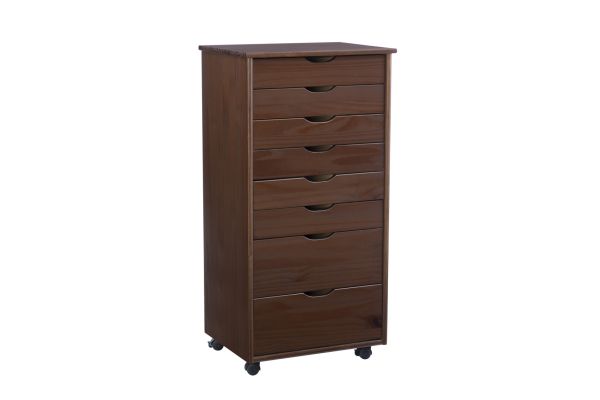 Rudy Walnut 8-Drawer Rolling Storage Cart 