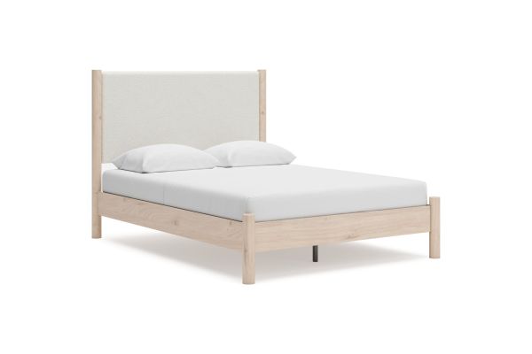 Cadmori Queen Upholstered Panel Bed - Natural