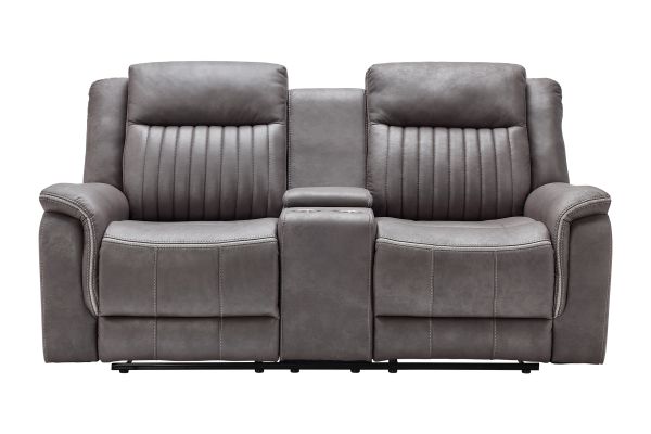 Tyson Grey Reclining Console Loveseat