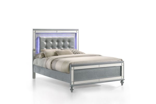 Valentino Full Panel Bed - Silver
