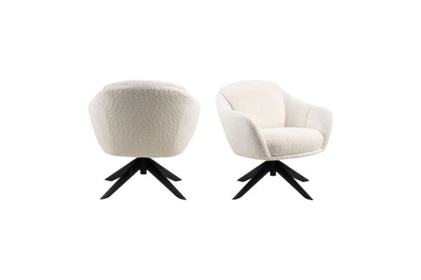 Fleming Boucle Swivel Lounge Chair (Set of 2) - Ivory