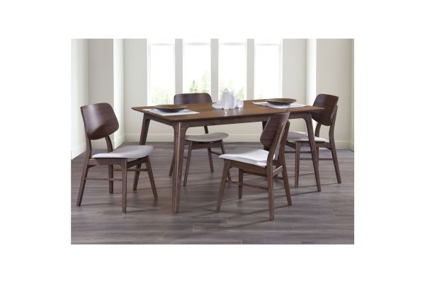 Oscar 5 Piece Rectangle Table Set with 4 Chairs - Walnut