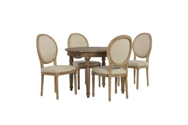 Shiraz 5-Piece Round Dining Set with Oval Chairs