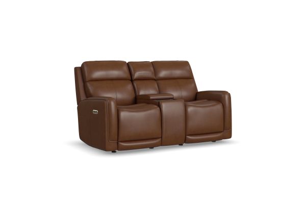 Alister Sedona Leather Power Gliding Loveseat with Console