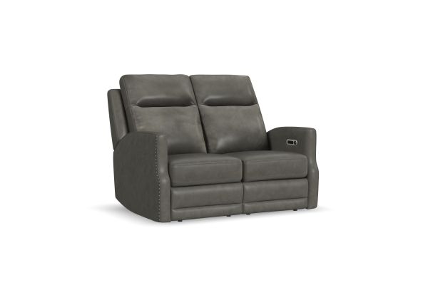Maxwell Cinder Leather Power Reclining Loveseat