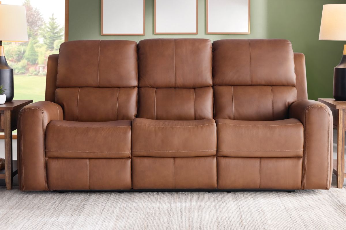 Linton Caramel Triple Power Reclining Sofa  13