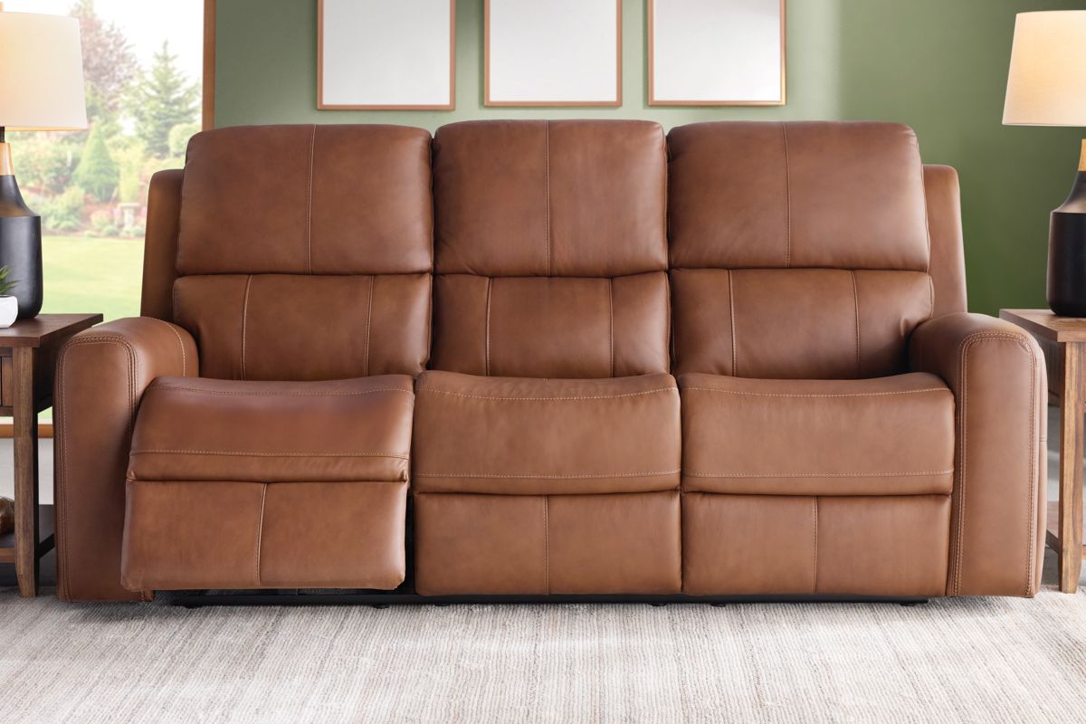 Linton Caramel Triple Power Reclining Sofa  12