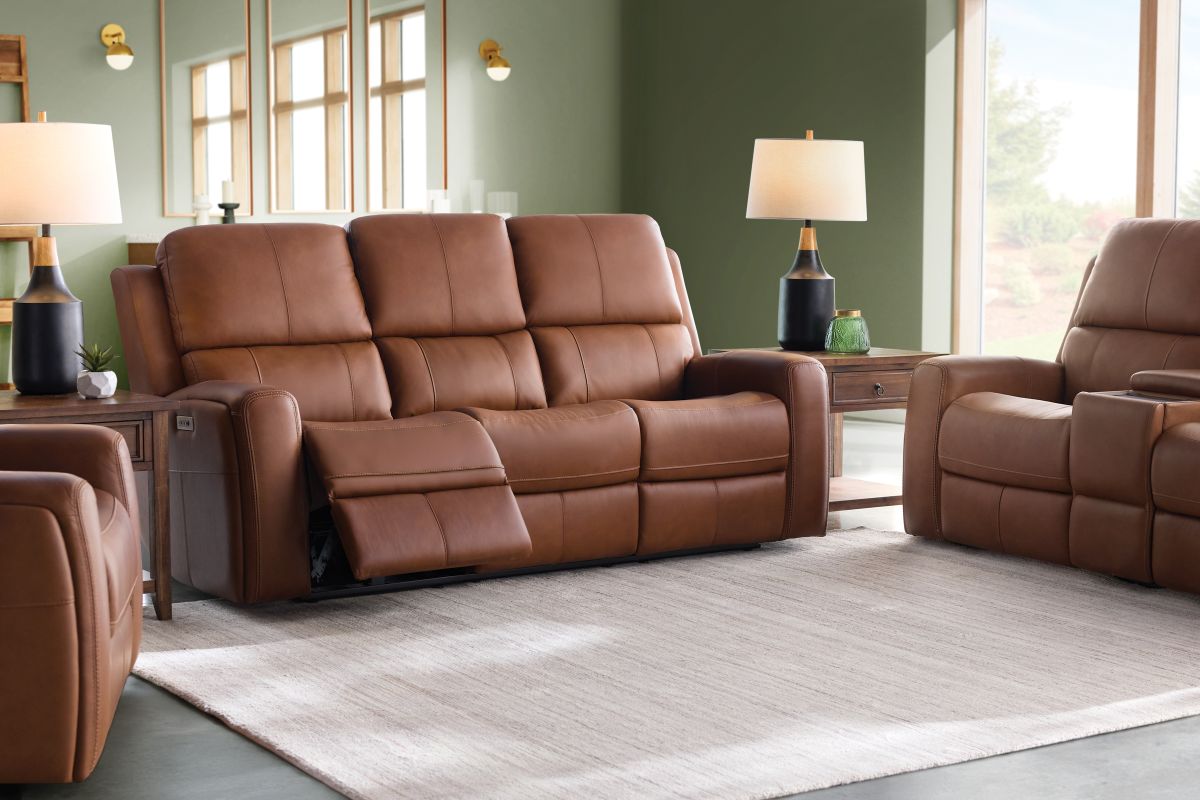 Linton Caramel Triple Power Reclining Console Loveseat 11