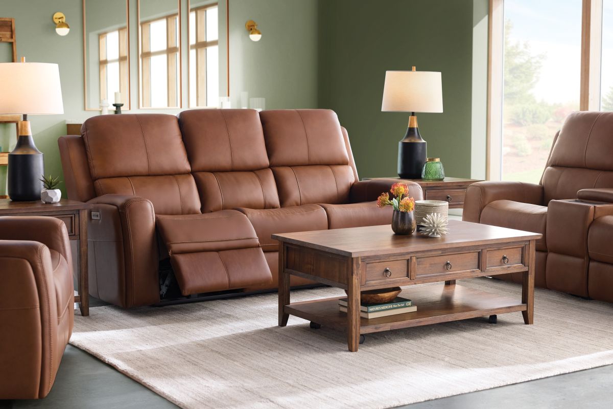 Linton Caramel Triple Power Reclining Console Loveseat 2