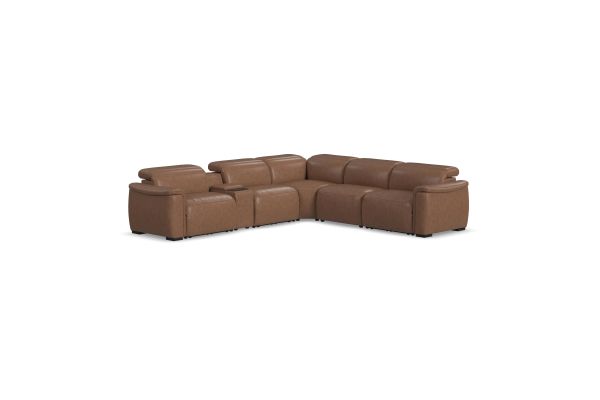 Camden Dusty Taupe 6-Piece Leather Power Reclining Sectional