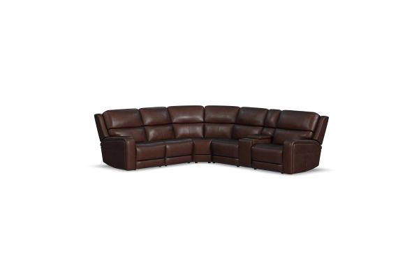 Oasis Truffle 6-Piece Leather Sectional