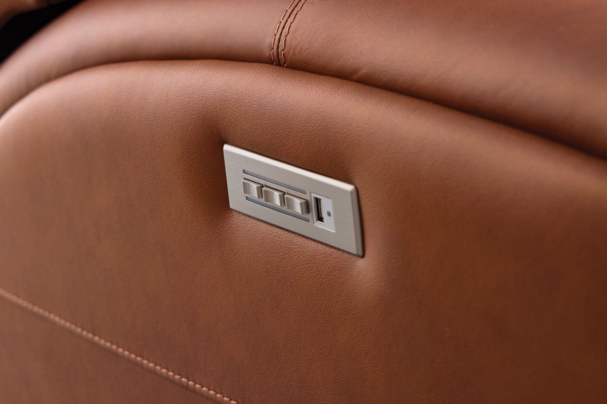 Linton Caramel Triple Power Reclining Console Loveseat 13