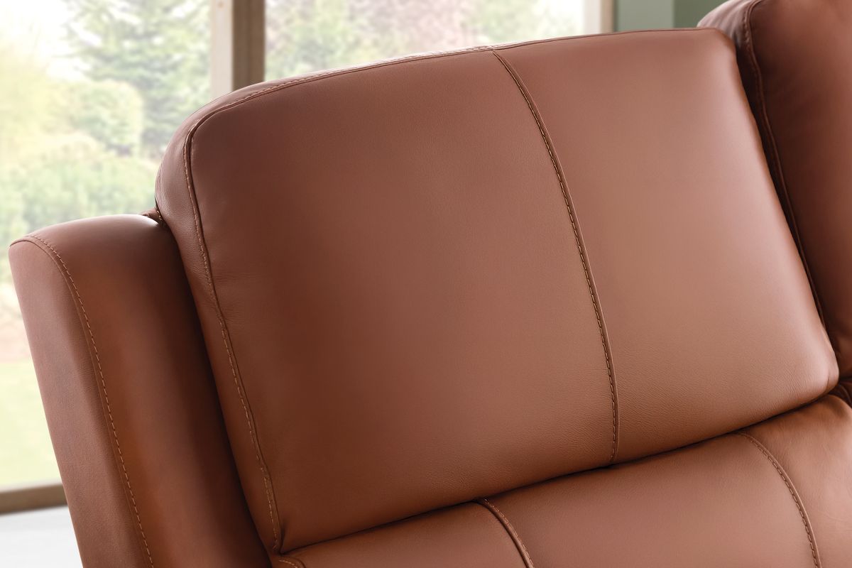 Linton Caramel Triple Power Reclining Console Loveseat 18