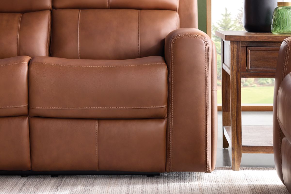 Linton Caramel Triple Power Reclining Sofa  14
