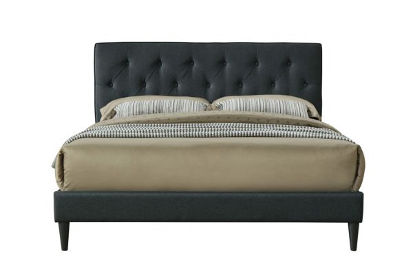 Piper King Fabric Tufted Bed in a Box with USB Port