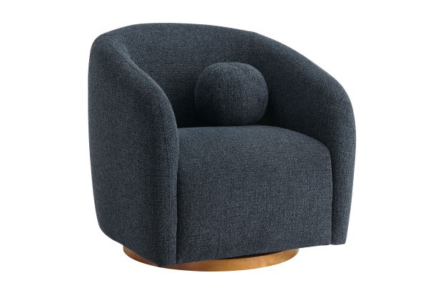 Holland Swivel Chenille Fabric Armchair  - Navy