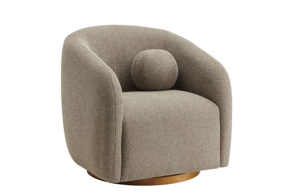 Holland Swivel Chenille Fabric Armchair  - Taupe