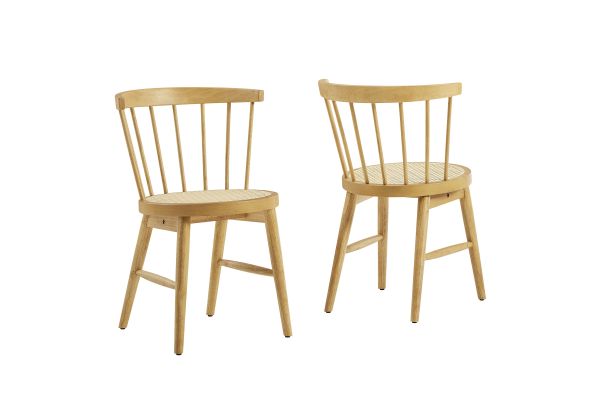 Lykke Curved Spindle Back Natural Dining Chairs (Set of 2) 