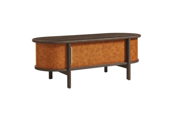 Coralie Curved Vegan Leather Oval Coffee Table by Modway