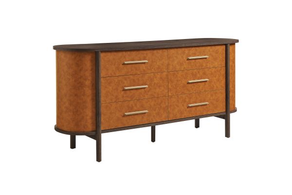 Coralie Curved 6-Drawer Vegan Leather Oval Dresser by Modway
