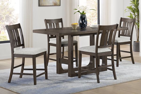 Hadley Brown Counter Table + 4 Counter Chairs