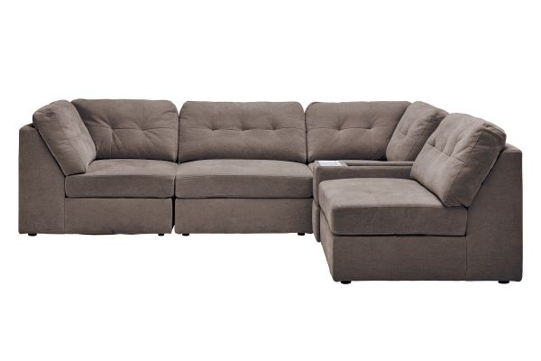 Rio Chocolate 5-Piece Sectional with Media Storage Console