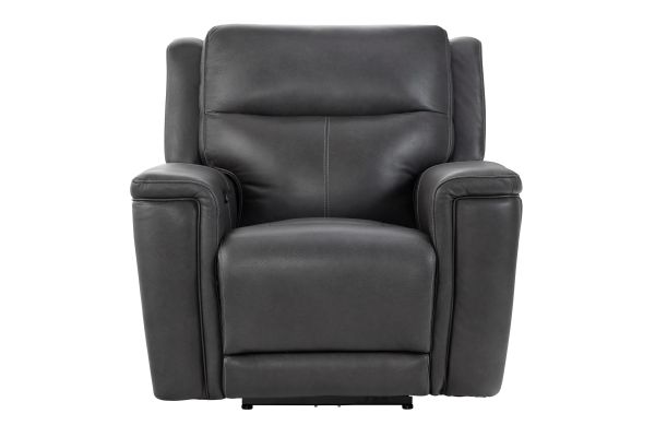 Sonic Grey Leather Audio Dual Power Recliner