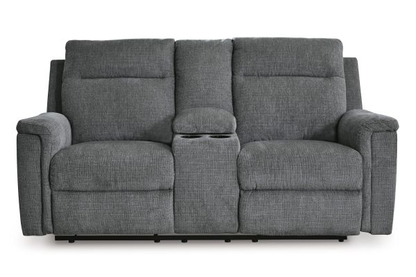 Barnsana Gravel Power Reclining Loveseat With Console