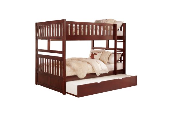 Rowe Dark Cherry Full/Full Bunk Bed with Twin Trundle and Chest