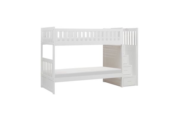 Galen White Twin/Twin Step Bunk Bed and Chest