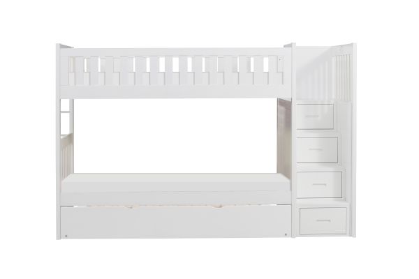 Galen White Twin/Twin Step Bunk Bed with Trundle and Chest