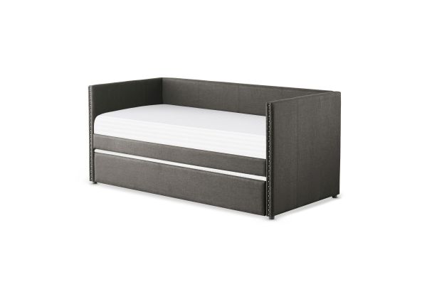Therese Gray Fabric Daybed with Trundle