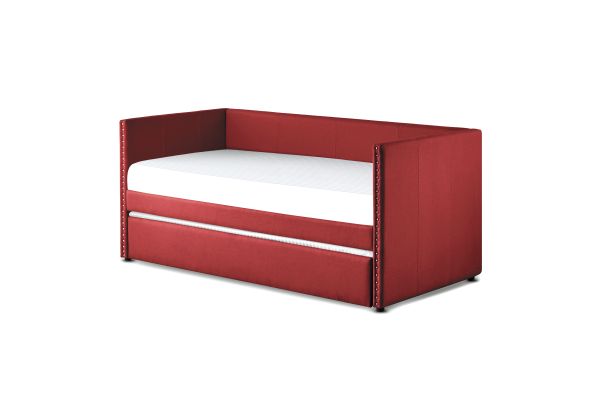 Therese Red Fabric Daybed with Trundle