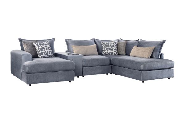 DreamTwo Steel 5-Piece Console Sectional with Left Arm Facing Chaise