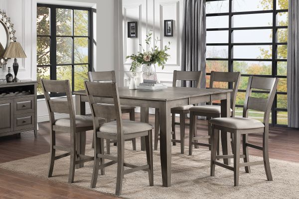 Mango Grey Extendable Counter Table + 6 Stools