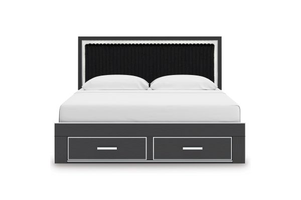 Zuraleus King Upholstered Panel Storage Bed - Black