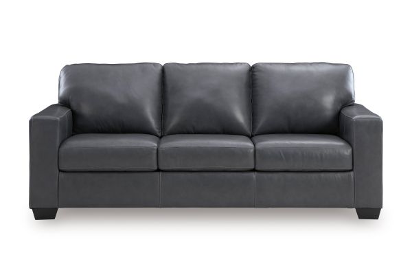 Baker Blue Leather Queen Sleeper Sofa