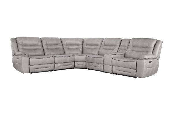 Rockford Grey Dual Power Reclining 6-Piece Console Sectional