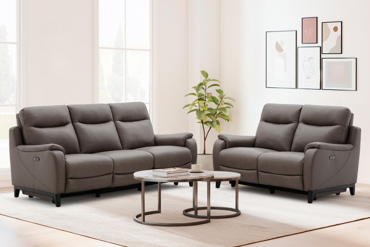 Marco Sable Dual Power Leather Reclining Loveseat 10