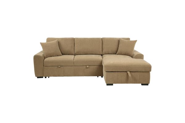 Pastrana Camel Upholstered Sleeper Sectional Sofa 