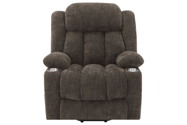 Houston Upholstered Power Lift Recliner Chair - Dark Brown